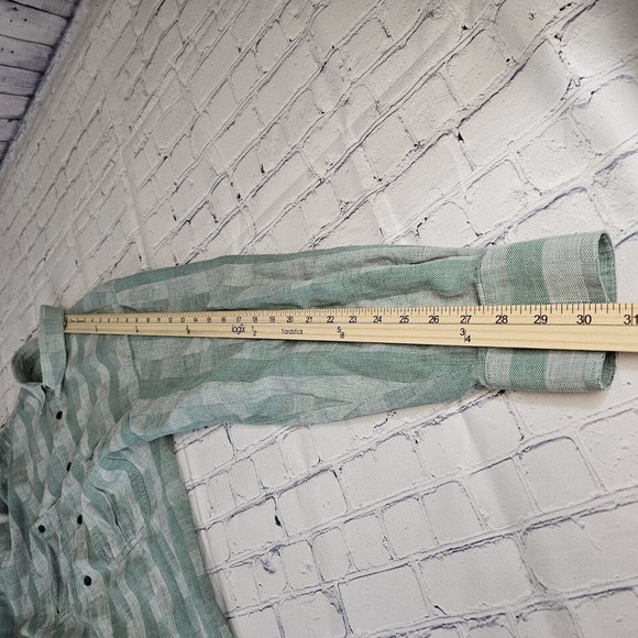 Vintage Levi's Sutter Creek Flannel Shirt Large Long Sleeve Gingham Green Flawed - Picture 8 of 10